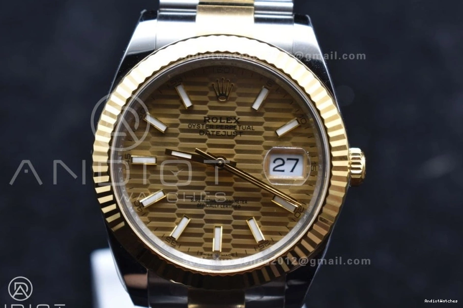 126333 YG 904L Oyster DateJust SS YG Steel Dial 41 Textured Edition Best Clean Sleek 608 VR 1:1 on Bracelet 0713